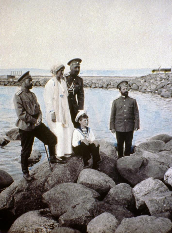 Grand Duchess Olga with Tsar Nicholas II and Tsarevich Alexei 