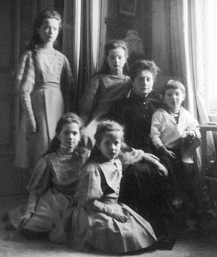 Tsarina Alexandra and Grand Duchesses Olga, Tatiana, Maria and Anastasia and Tsesarevich Alexei Romanov