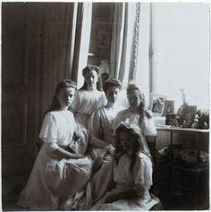 Tsarina Alexandra and Grand Duchesses Olga, Tatiana, Maria and Anastasia Romanov