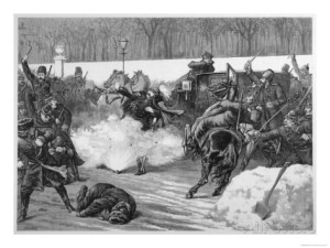 An artist's rendition of Alexander II's assassination