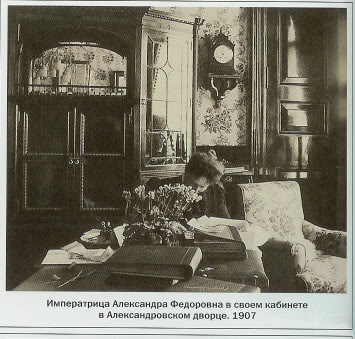 Empress Alexandra in her study at the Alexander Palace 