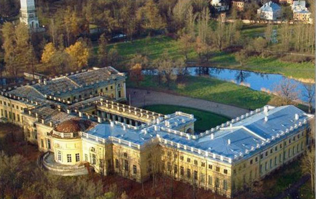 Aerial view of the Alexander palace the last residence of the Romanov family before the Russian revolution