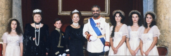 The Romanov family in the film "Anastasia" with Omar Sharif as Tsar Nicholas II
