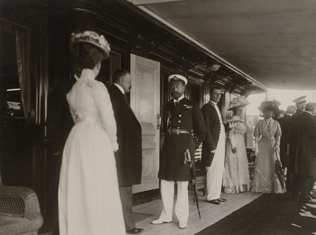George, Prince of Wales on the deck of the Standart during the visit of his Romanov cousins 