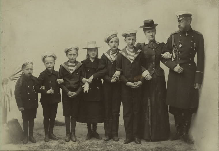 Grand Duke Konstantin Konstantinovich and Grand Duchess Elizaveta Mavrikievna with their children prior to the Russian revolution. 
