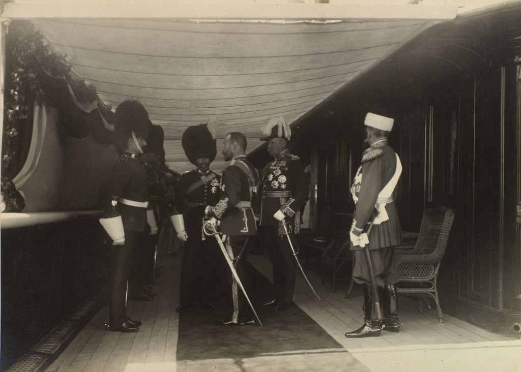 Tsar Nicholas II greeting his British visitors 