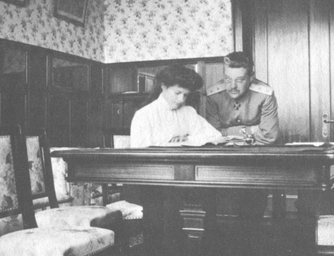Grand Duchess Tatiana Romanov writing her lesson. 
