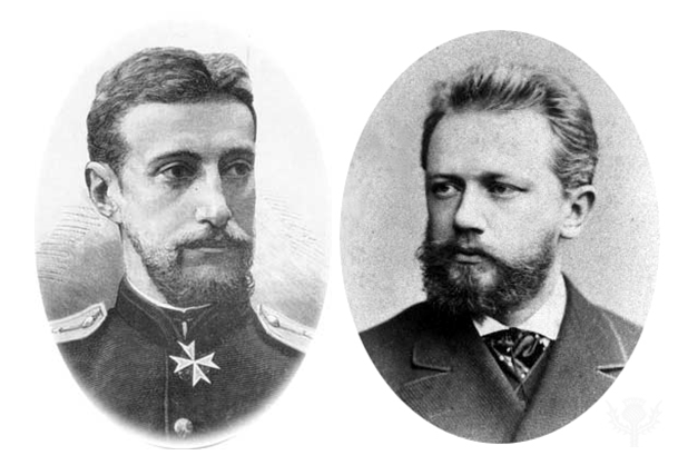 Left: Grand Duke Konstantin Konstantinovich Romanov. Right: Pyotr Ilyich Tchaikovsky 