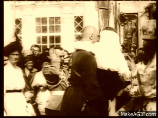 Tsarevich Alexei being carried by his "dyadka" at the Romanov Dynasty Tercentennial celebrations 