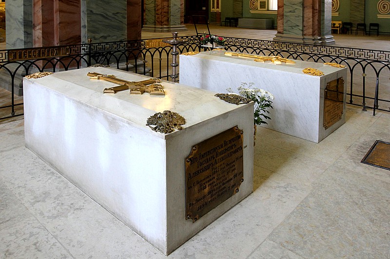 The tomb of Tsar Alexander III, father of Nicholas II, at the St Peter & Paul Cathedral in St Petersburg. 