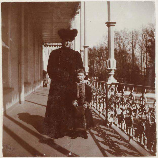 Empress Alexandra posing on the Alexander Palace balcony