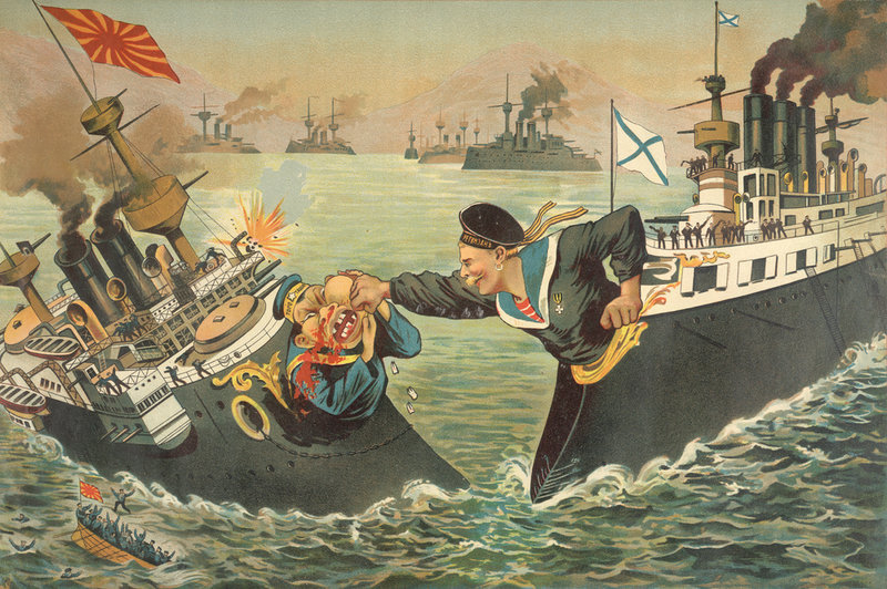 Russian political propaganda cartoon during Russo-Japanese War. 