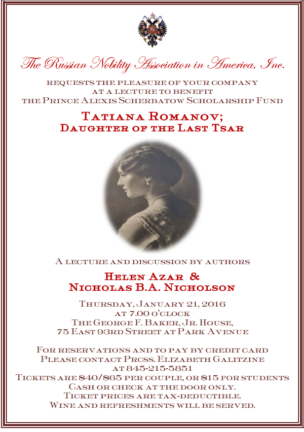 Tatiana Romanov book lecture.