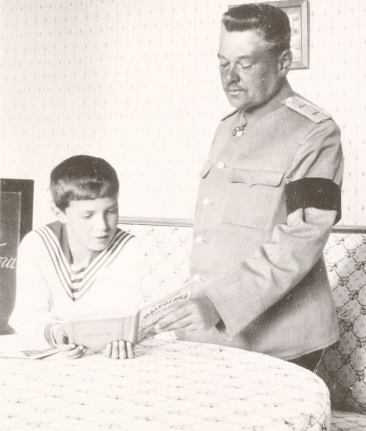 Tsarevich Alexei with his Russian tutor Pyotr Vasilievich