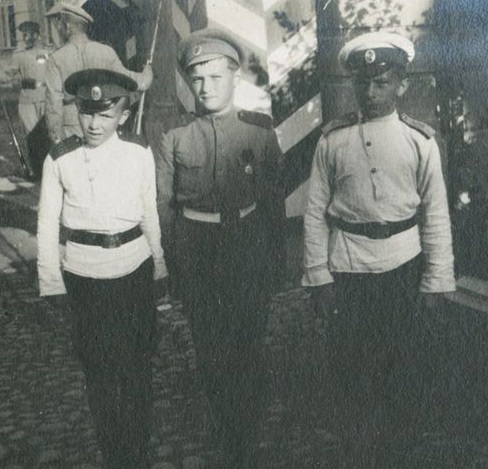 Alexei Romanov and two young friends circa 1916. 